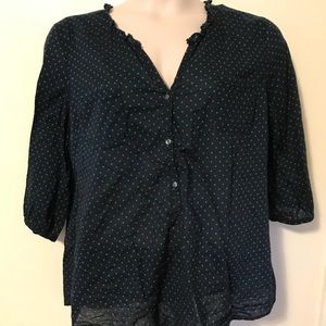 Green and blue polka dot shirt